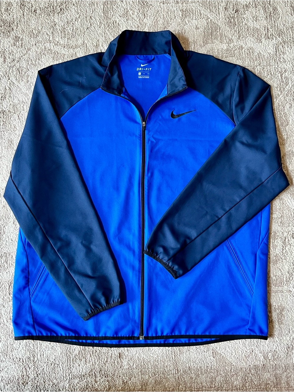 ✔️Nike Dri-FIT Full Zip Track Jacket Blue Black Athletic Training Jacket XXL
